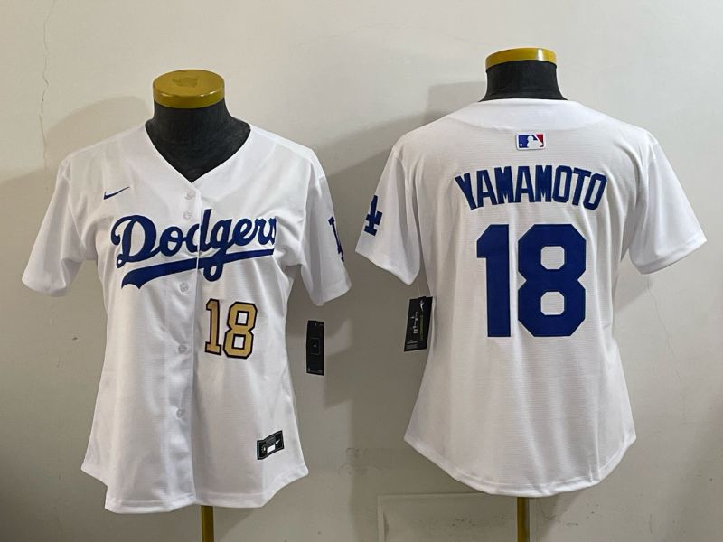 Women 2026 Nike Los Angeles Dodgers #18 Yamamoto White Game MLB Jersey 014